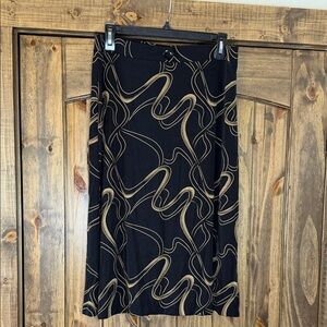 Susan Lawrence Black and Gold A-Line Skirt